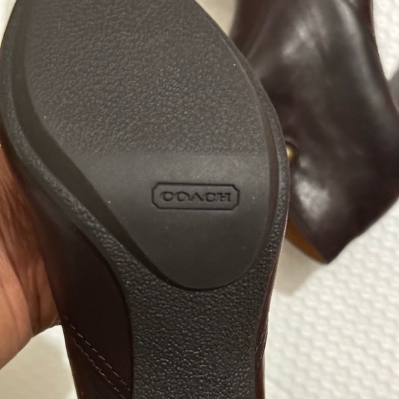 Coach Ankle Booties Women Brown Leather Point Toe Shoes - Picture 9 of 10